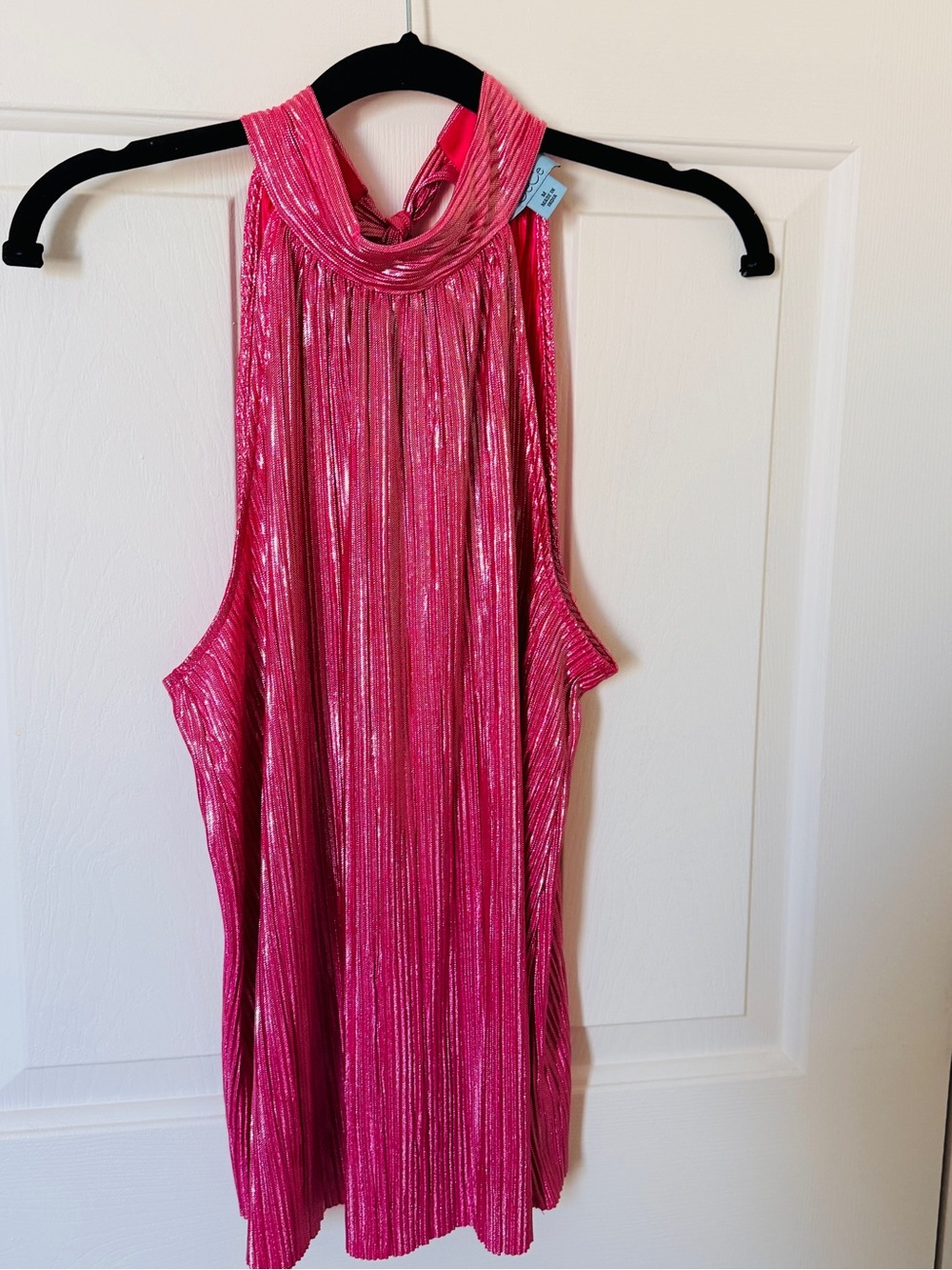 CeCe Metallic Fuchsia Halter Tank Top
